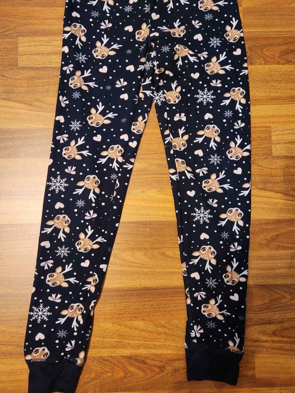 Urban Heritage Navy Blue Leggings with Tan Reindeer Print